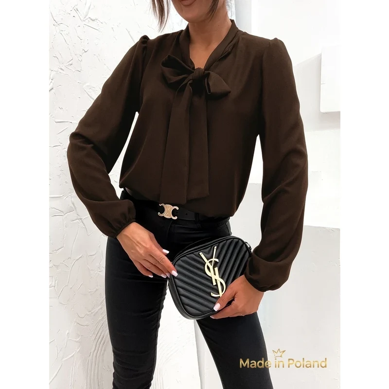 Resti Athena Dark Brown Blouse with Collar 110738737