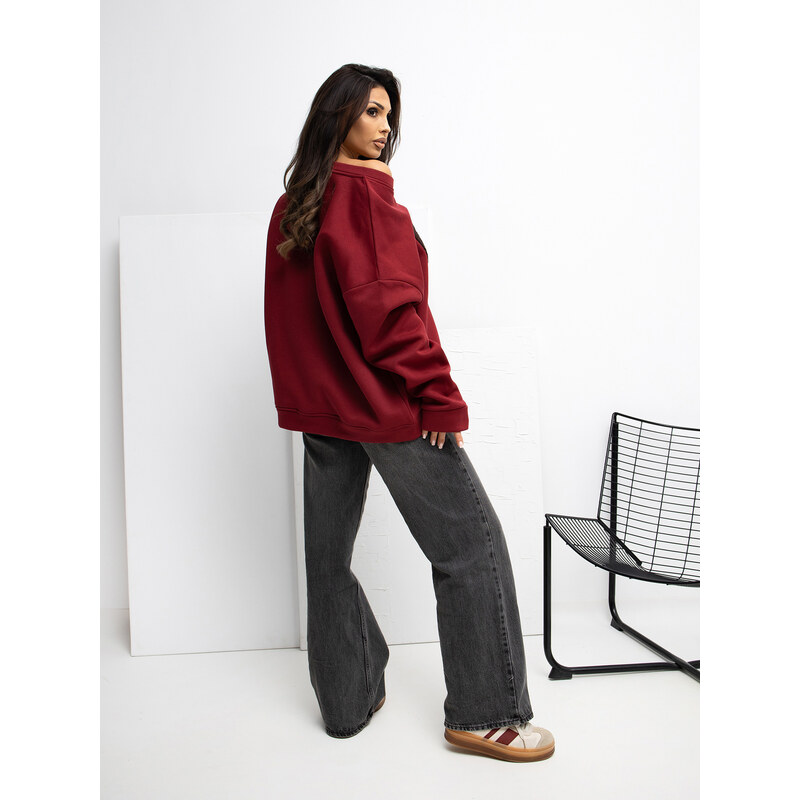 RUE PARIS Sweatshirt-RV-BL-A1035.13-burgundy
