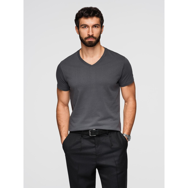 Ombre Mens BASIC classic cotton T-shirt with a serape neckline -