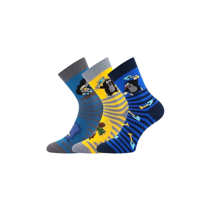 3PACK chlapecké ponožky Boma - Krtek froté, mix kluk