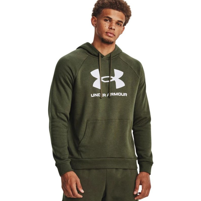 Under Armour pánská mikina Rival Fleece Logo HD olivová 1379758