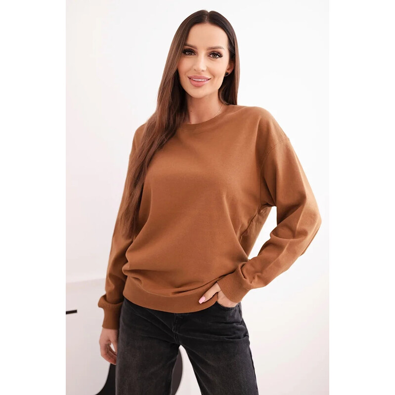 K-Fashion Dámská mikina z pružným materiálem bavlněná basic s kulatým 110750268