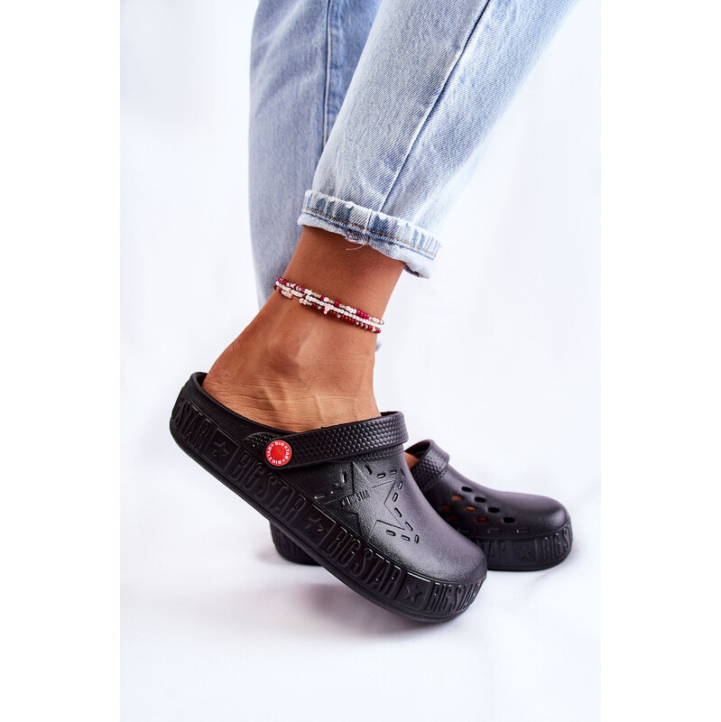 Big Star Shoes Dámské světlé pantofle Big Star II275001 Černá