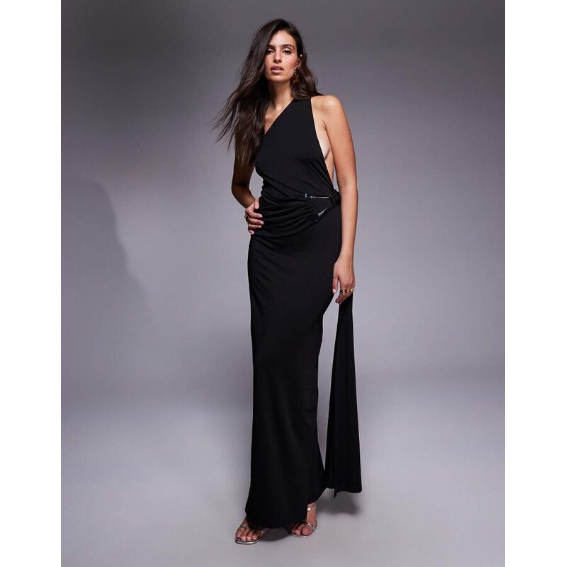 Aria Cove double sculpted slinky open back metal detail ruched drape 112755865