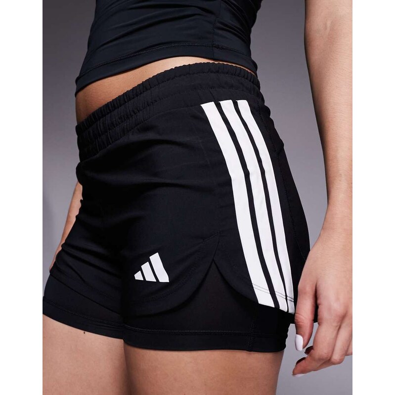 adidas performance adidas Training Pacer 2-in-1 shorts in black