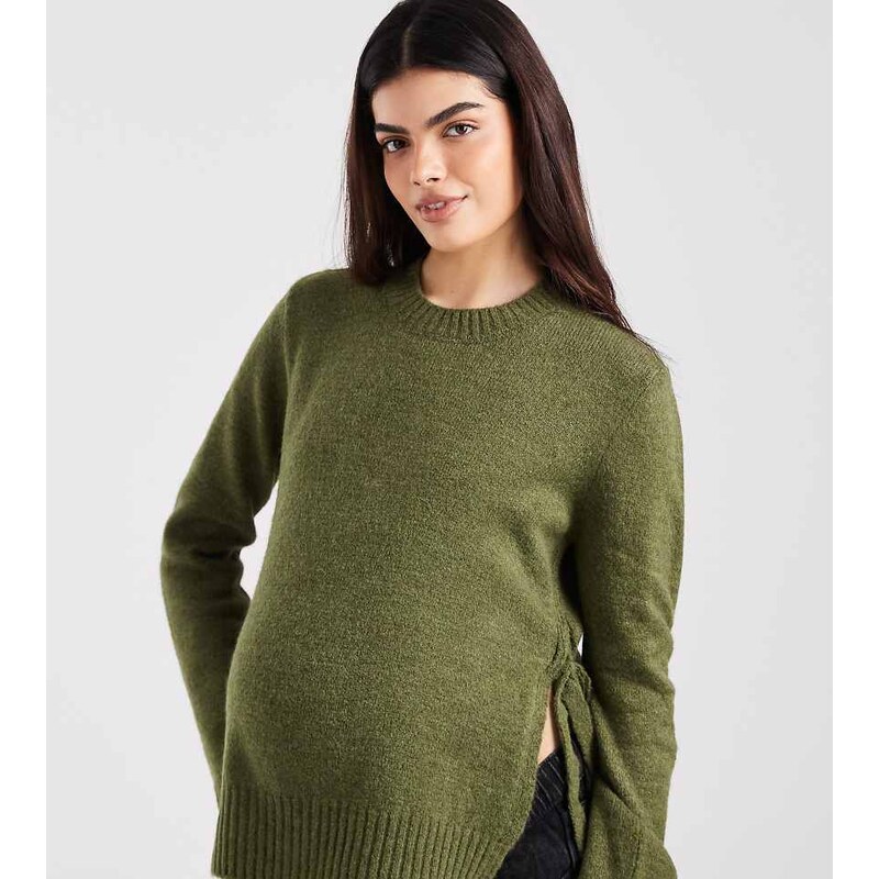 Mama.licious Mamalicious Maternity tie side knitted jumper in