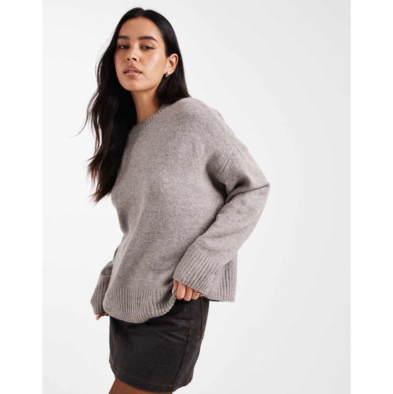 Vero Moda soft o-neck jumper in moon rock-Neutral