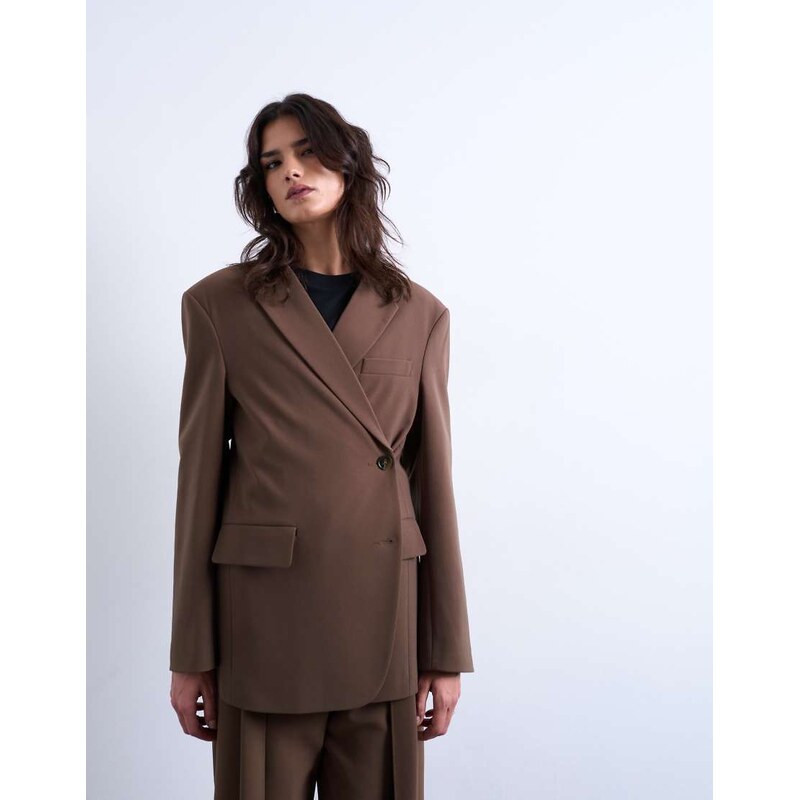 Topshop co ord slouchy chuck on blazer in taupe-Green 111850822