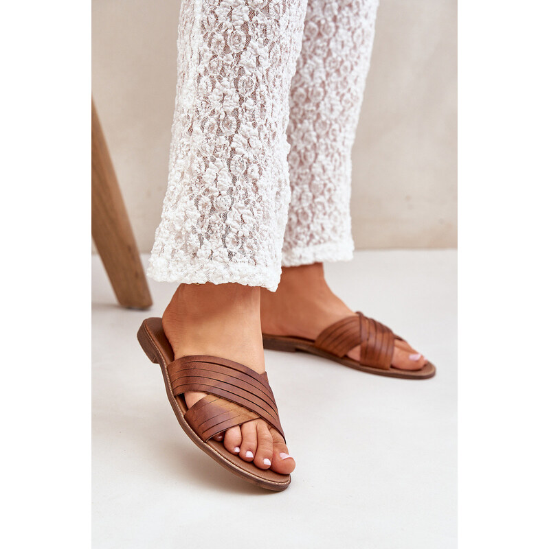 Boto Kožené Dámské Pantofle Lewski Shoes 3682 Camel 110753053