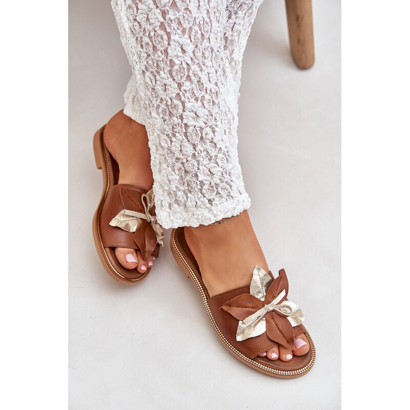 Pantofle S Dekorací Přírodní Kůže Zazoo model 21682368 Camel -