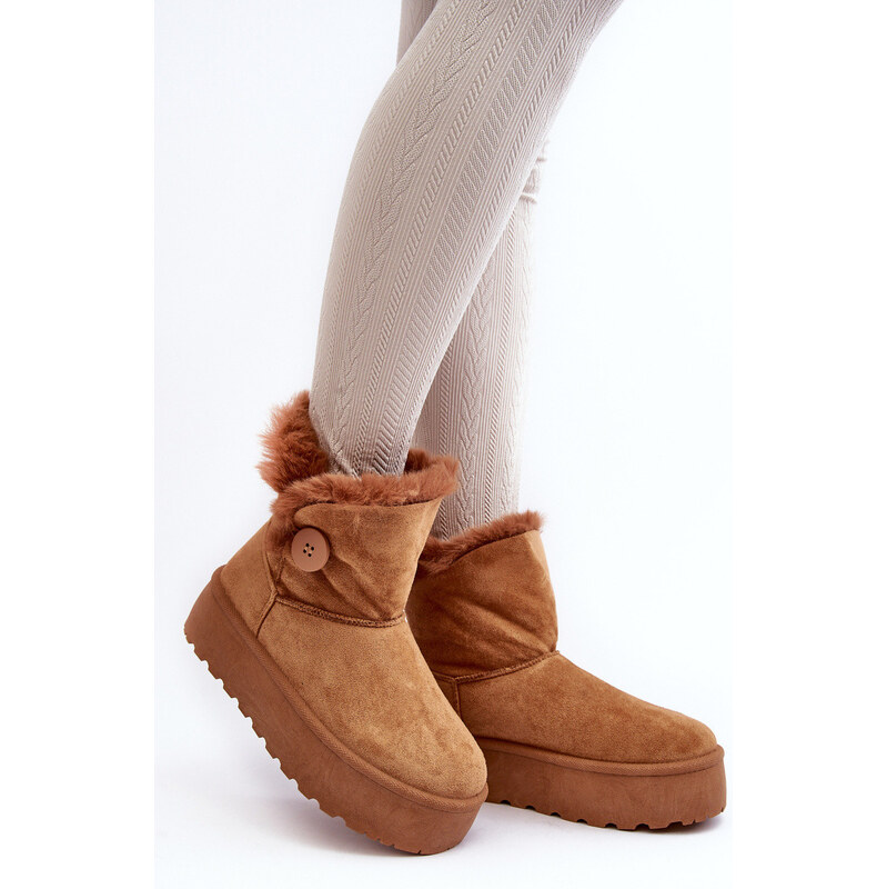 Boto Dámské sněžné boty s platformou s kožešinou Camel Wikasem 114806153