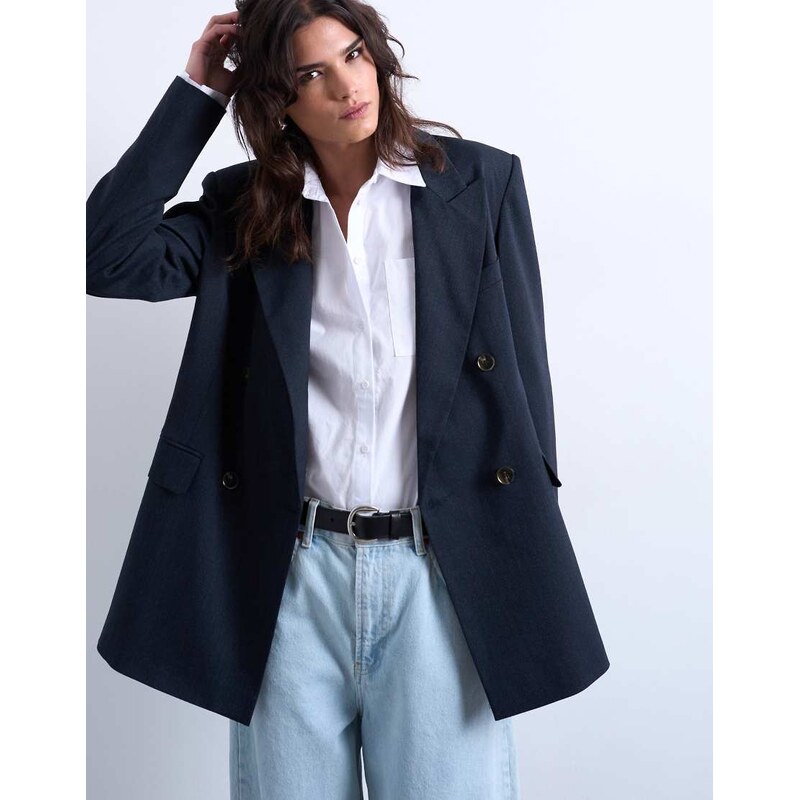 Topshop co ord double breasted subtle pinstripe oversized blazer in 111850850