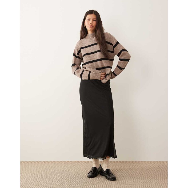 ASOS DESIGN mesh midi skirt in black