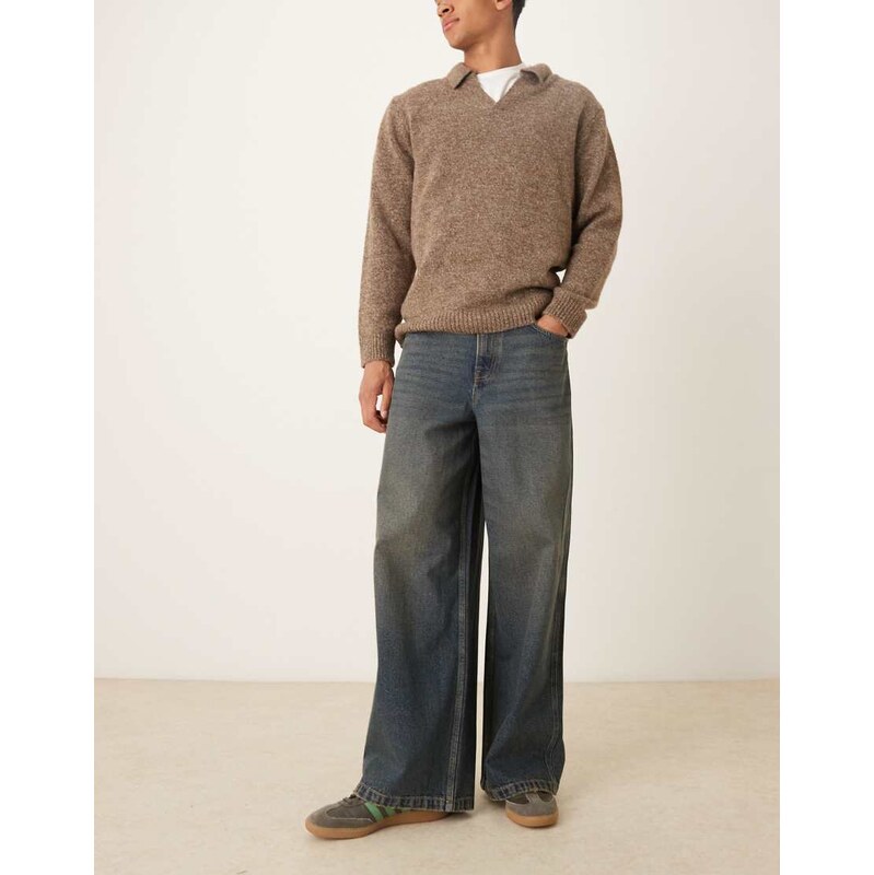 ASOS DESIGN loose jeans in mid wash blue with tint