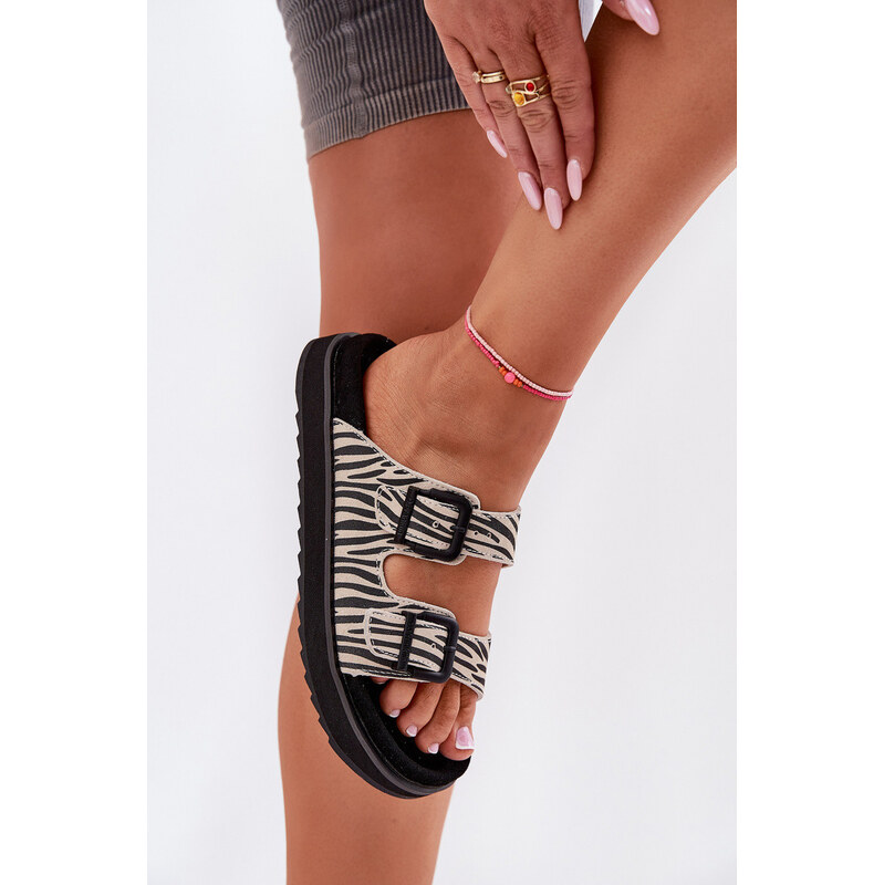 Semišové Dámské Pantofle S Přezkami D.Franklin DFSH405002 Zebra 110753568