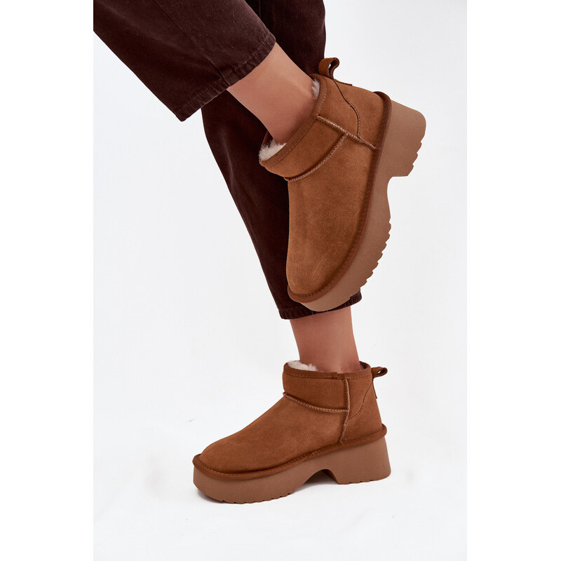 Sněhule z přírodního s podšívkou Camel model 21714776 - Boto