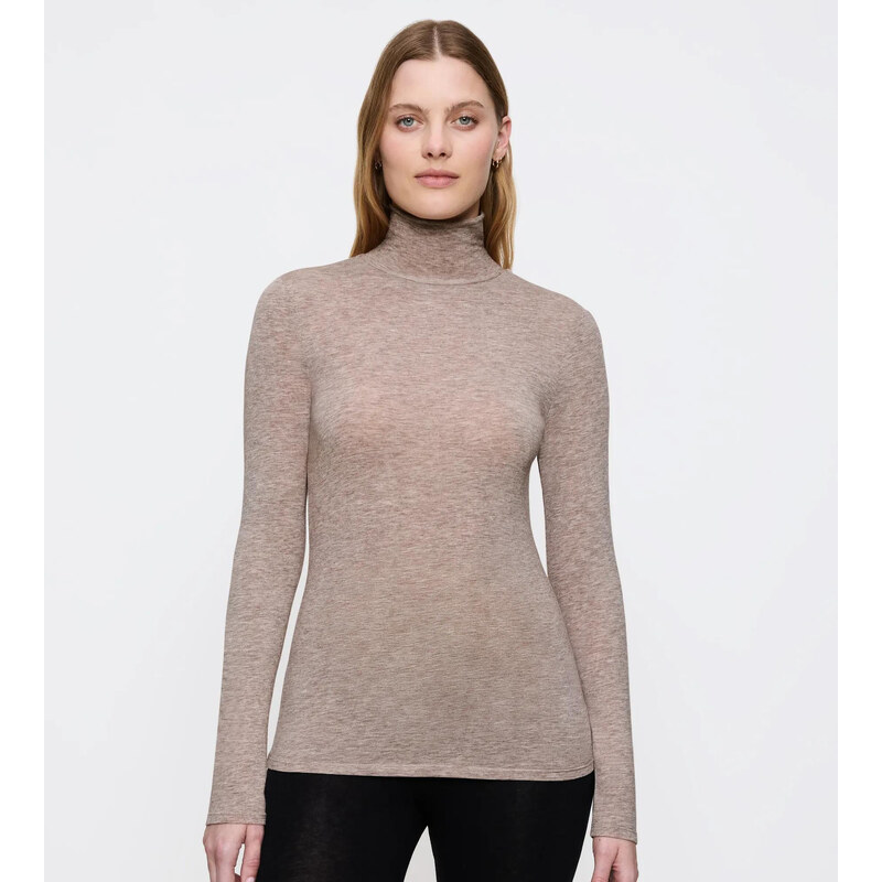 Dámský rolák Beauty Layers Top LSL Turtleneck 04 - BROWN - béžová M003 113457512