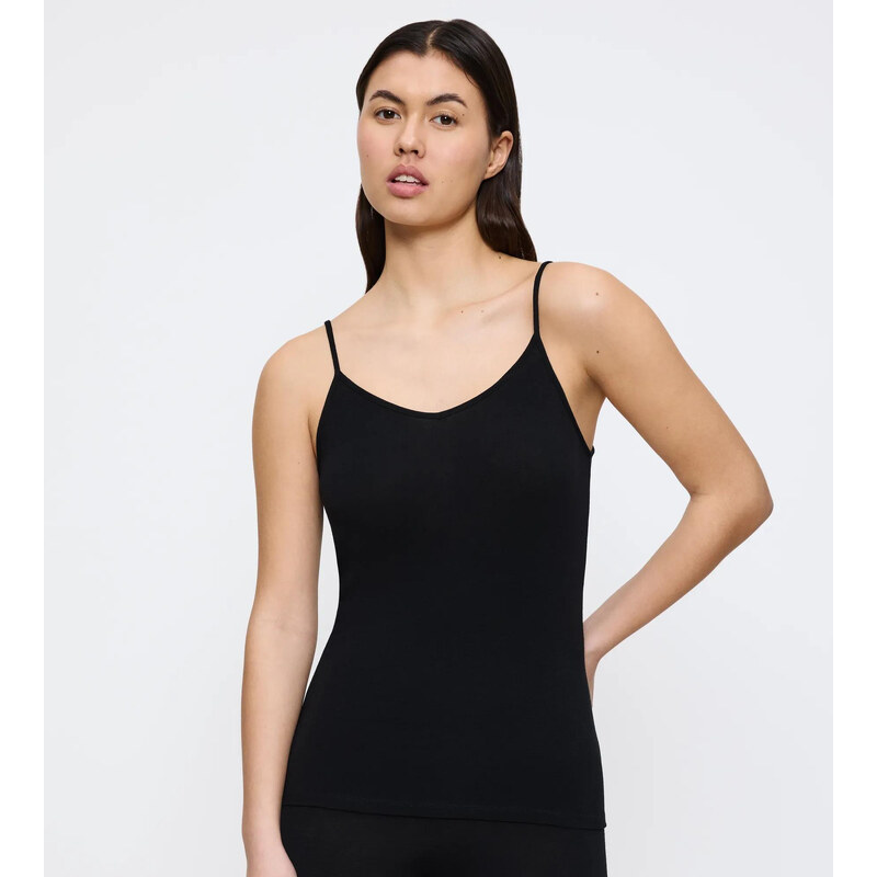 Dámský top Beauty Layers Spaghetti Top Wool - BLACK - černý 0004 - 113457516