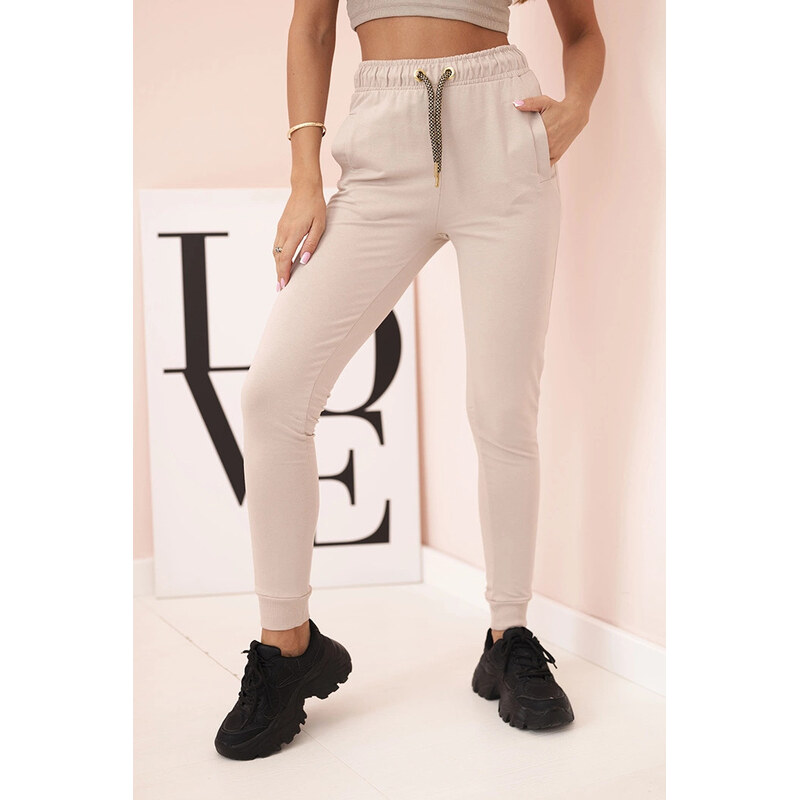 K-Fashion Dámské bavlněné cargo kalhoty s kapsami a řetízkem