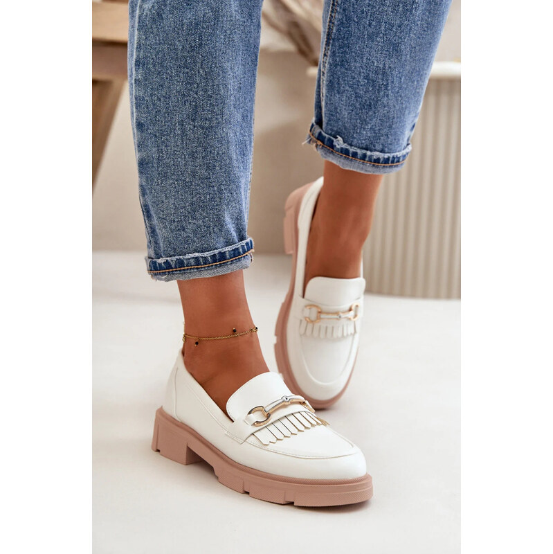 Inello Dámské mokasíny W-16 Bílá s béžovou - DAY-VINE Shoes 110756378