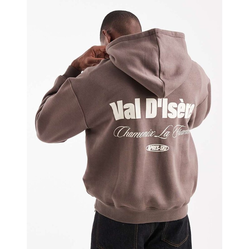 Cotton On box fit hoodie in washed chocolate-Brown