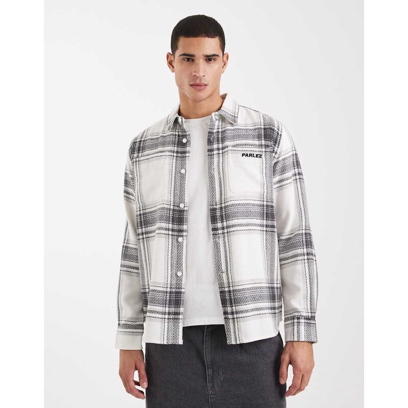 Parlez long sleeve logo shirt in black and white check-Multi