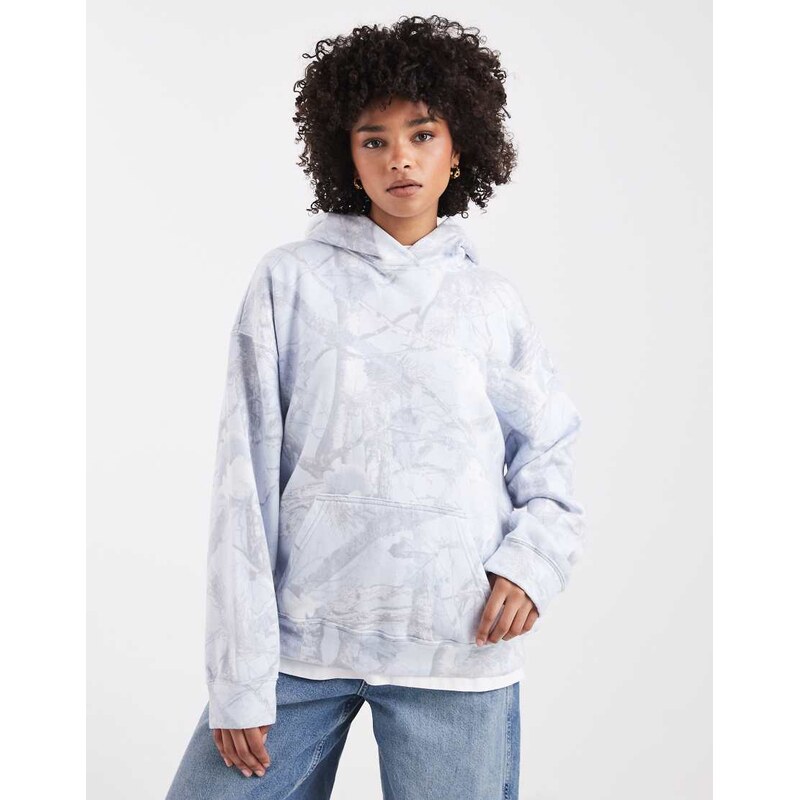 Hollister mini logo boyfriend hoodie in light blue abstract print 110758239