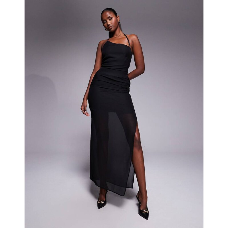 Fashionkilla exclusive chiffon halterneck lace up open back detail 110758274