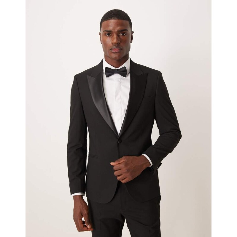 ASOS DESIGN skinny tuxedo jacket in black