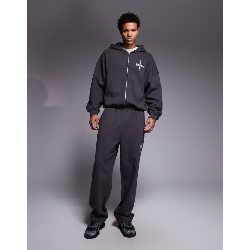Faded Store gothic logo loose fit open hem jogger co-ord in