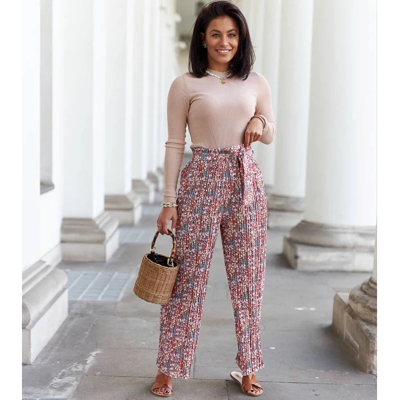 UR/CEO Red wide pleated womens pants Saliha 110760916
