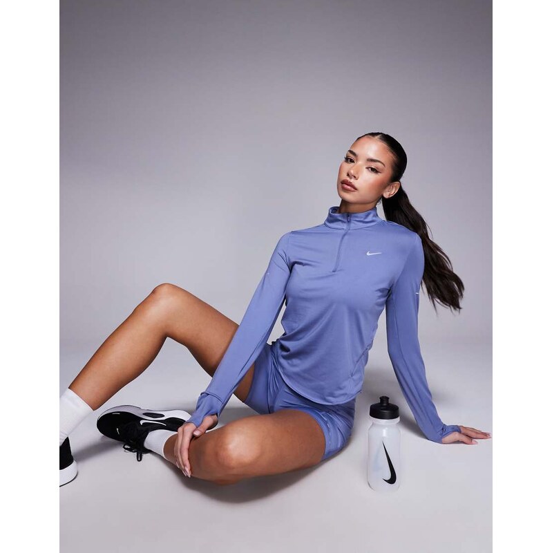 Nike Running Swift Dri-FIT half zip long sleeve top in blue