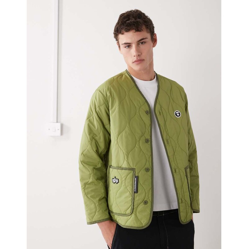 Aape by A Bathing Ape x Alpha Industries padded lining jacket in khaki 110761687