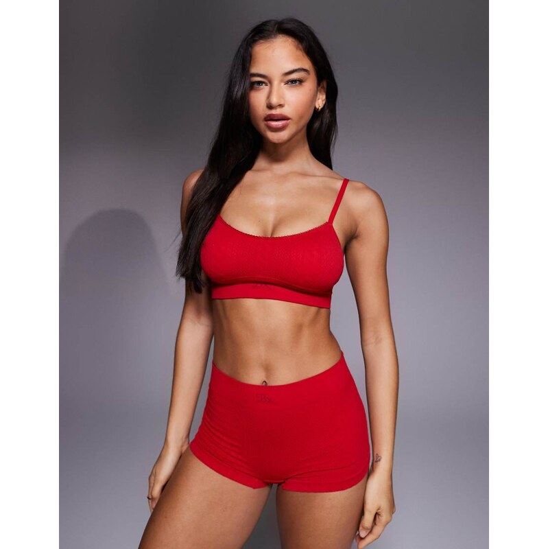 Boux Avenue cabel knit bralette with lace trim in red 110761517