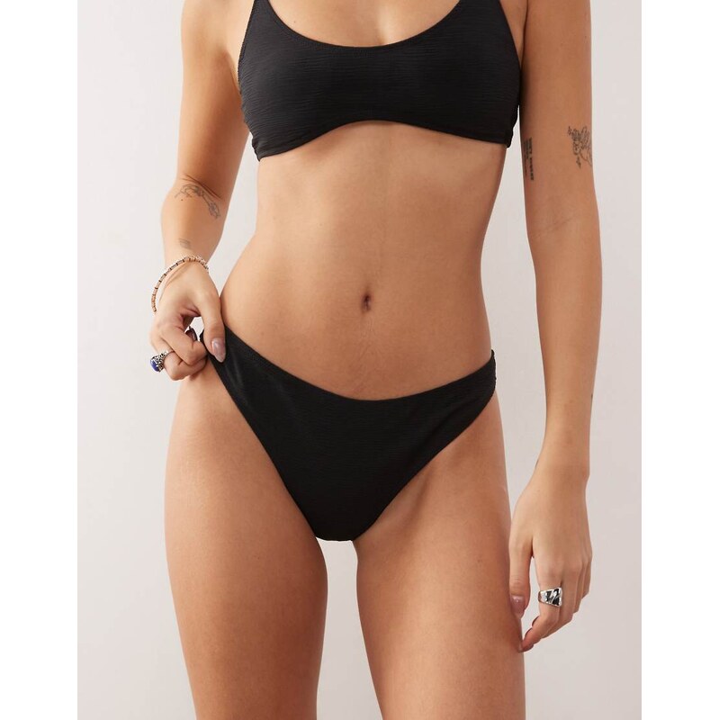 Weekday crinkle brazilian bikini bottom in black 110761540