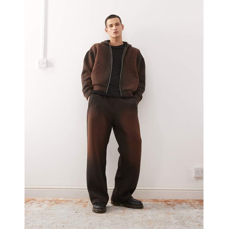 Weekday co-ord scuba-style fabric joggers in brown wash