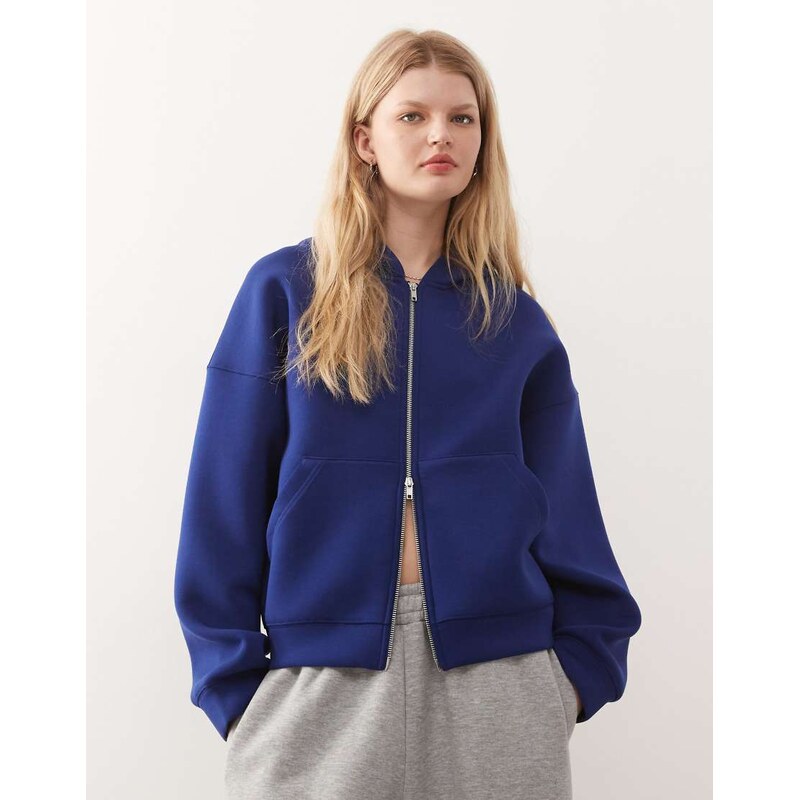 Weekday Scarlet oversized zip through hoodie in royal blue in