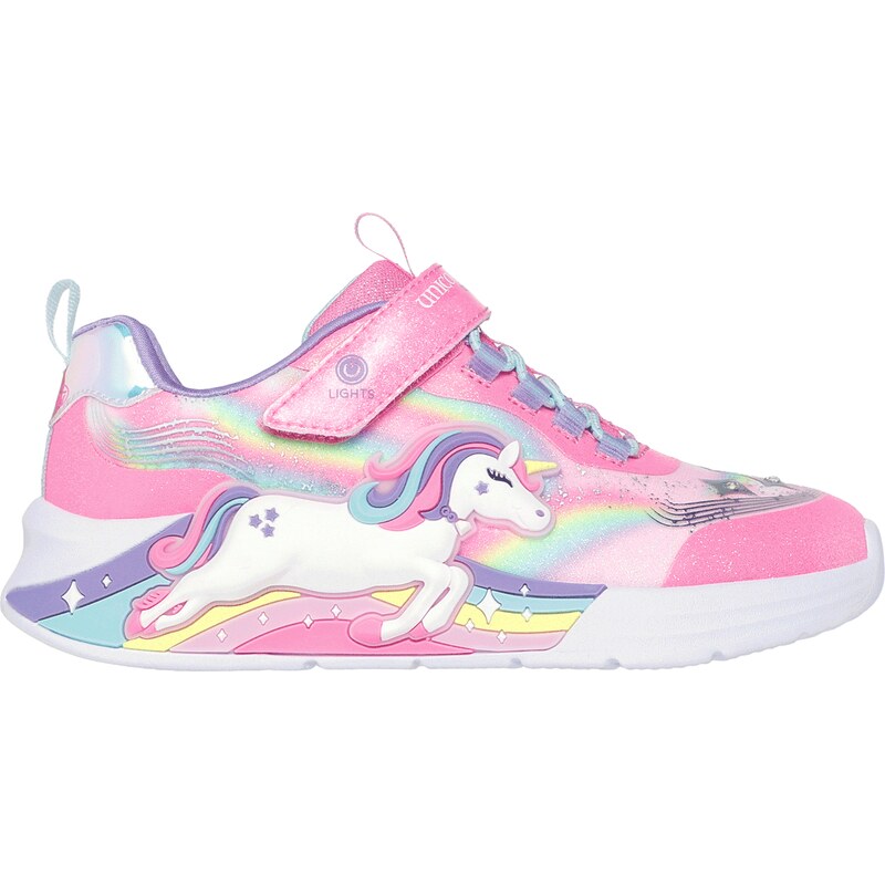 Skechers Dívky S-Lights: Unicorn Chaser Shoes v Ruzový, Velikost