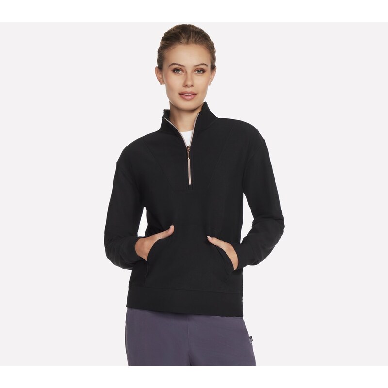 Skechers Ženy GO LUXE Rib 1/4 Zip v Černá, Velikost XS