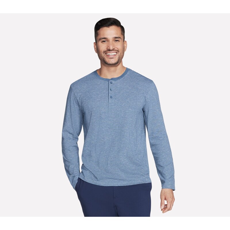 Skechers Muži Skech Jersey Henley v Džínovina, Velikost Malý