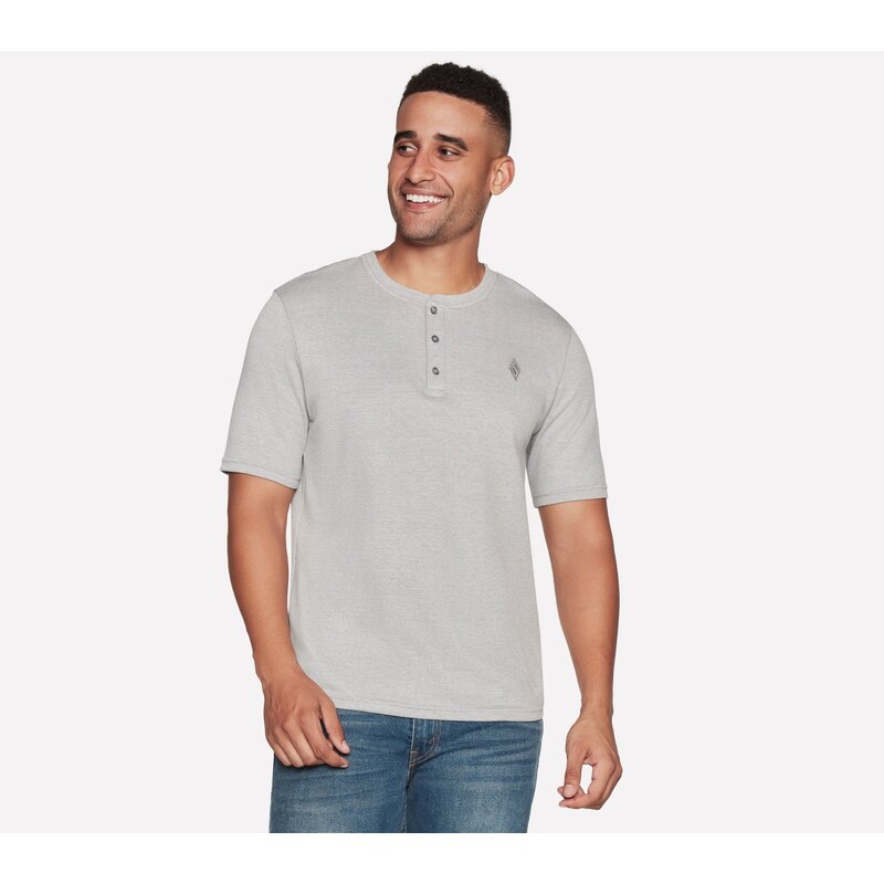 Skechers Muži GOKNIT Pique Short Sleeve Henley v Světle Šedá,