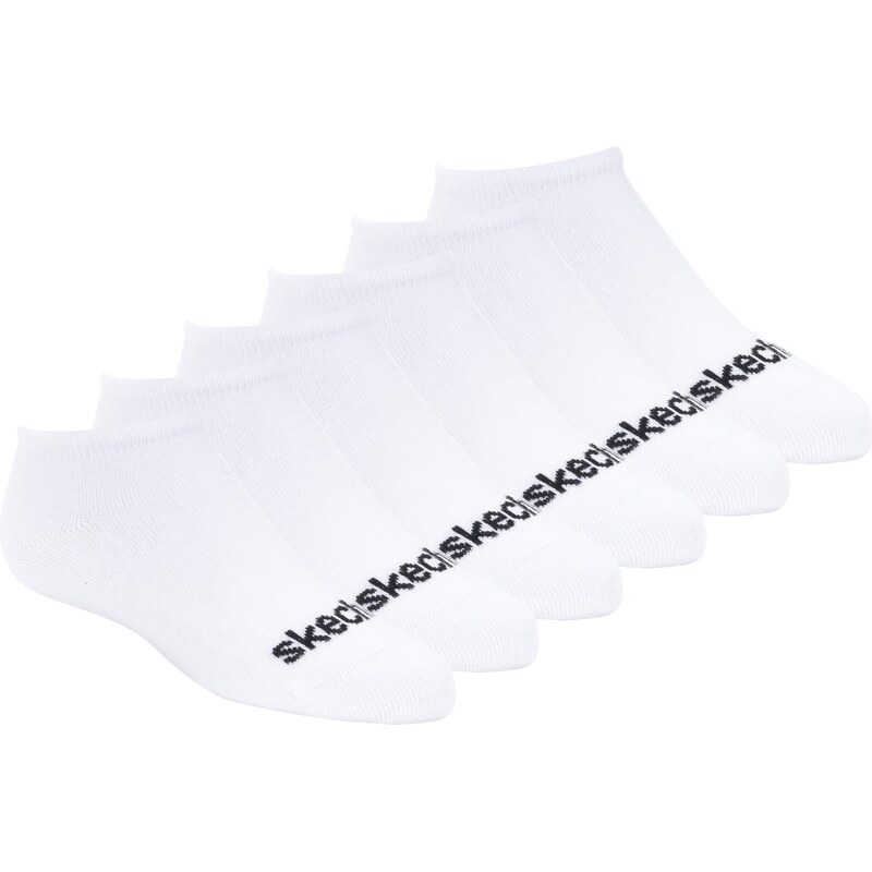 Skechers Dívky 6 Pack No Show Cotton ponožky v Bílý, Velikost