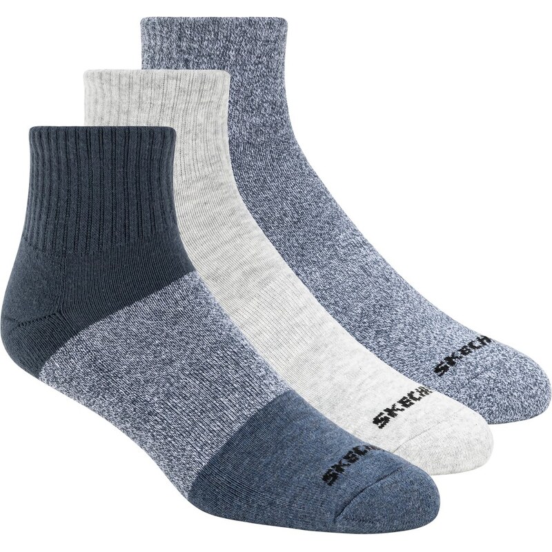 Skechers Muži 3 Pack Mens Colorblock Quarter ponožky v Modrý,