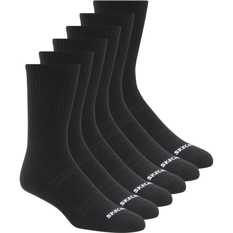 Skechers Muži 6 Pack Large Core Crew ponožky v Černá, Velikost