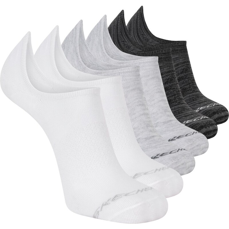 Skechers Muži 6 Pack Mens Teniska Liner ponožky v Bílý/Černá,