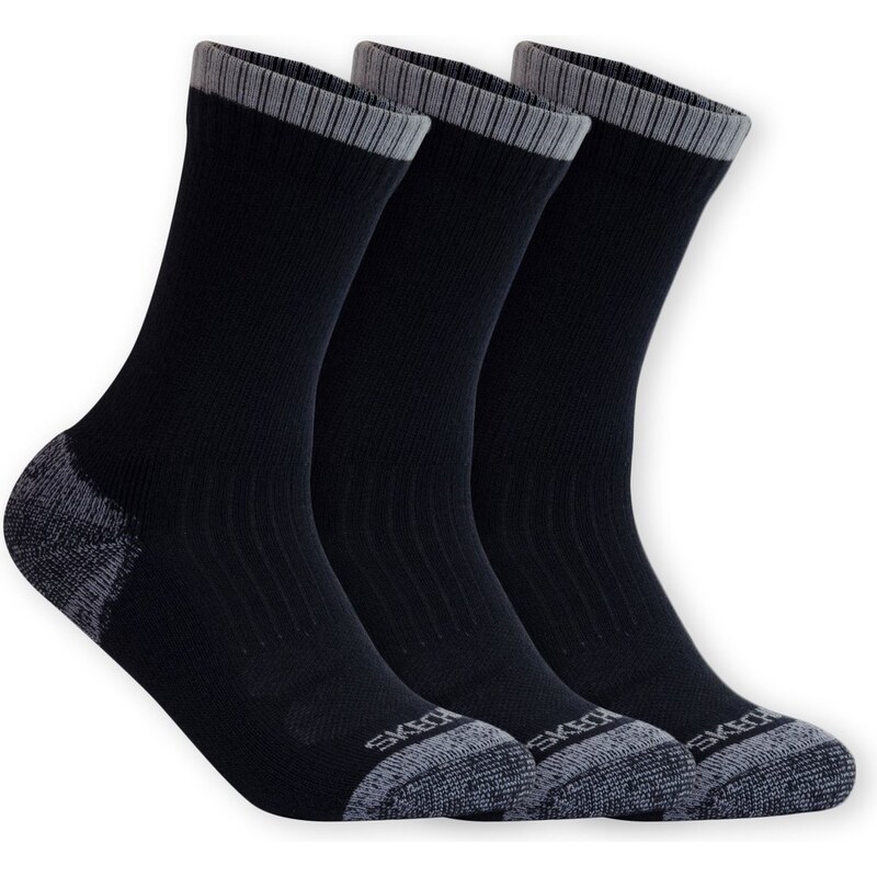 Skechers 3 Pack Half Terry Work Crew ponožky v Černá/Šedá,