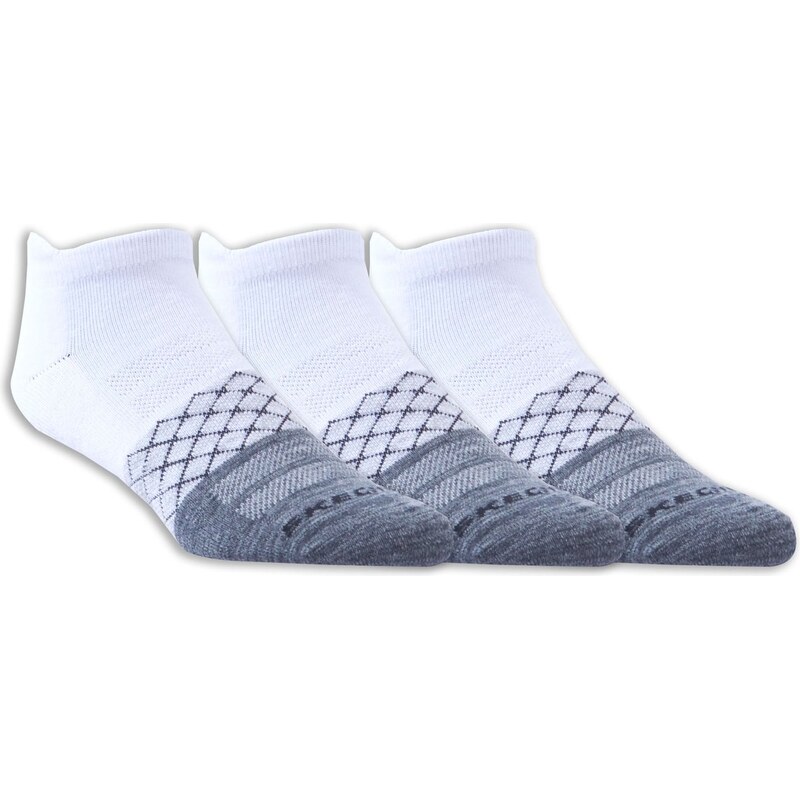 Skechers Muži 3 Pack Diamond Arch ponožky v Bílý/Černá, Velikost