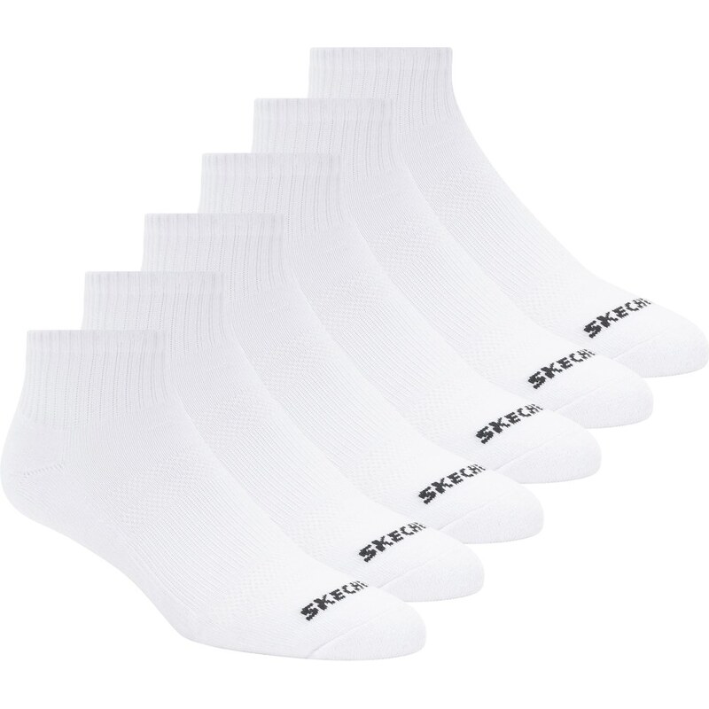 Skechers Ženy 6 Pack Core Quarter Medium ponožky v Bílý,