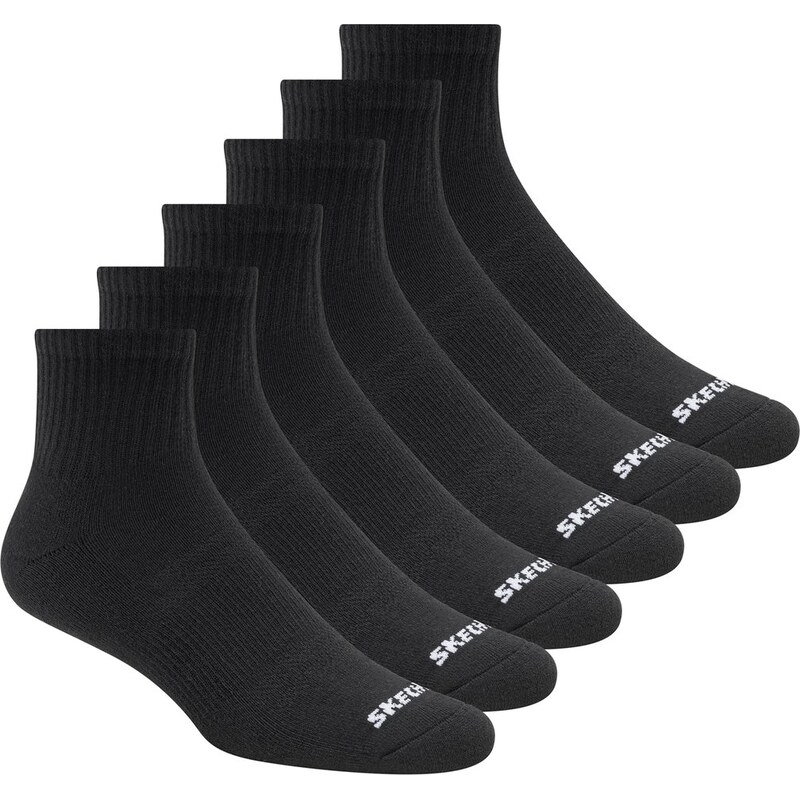 Skechers Muži 6 Pack Core Quarter Large ponožky v Černá,
