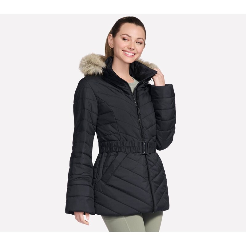 Skechers Ženy On-The-GO GO SHIELD Cozy Fit Belted Parka v Černá,